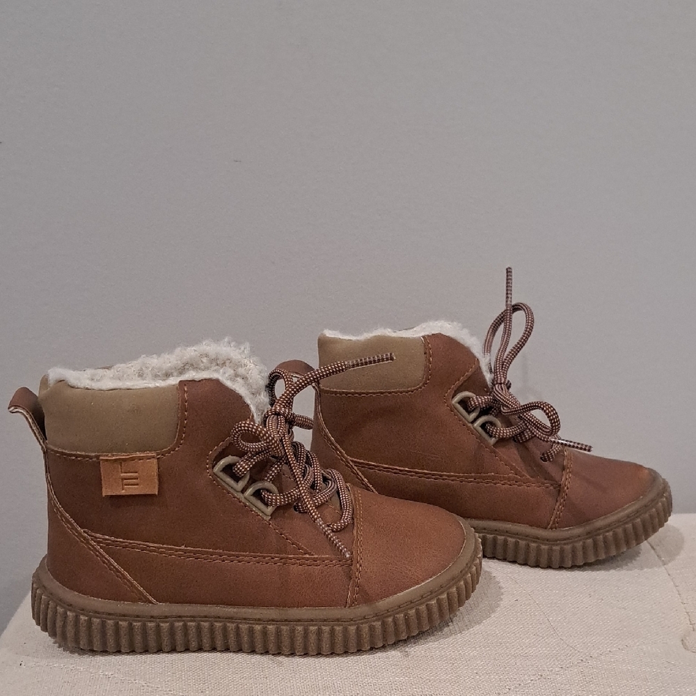 Brown Kids Shoes with Fur Lining